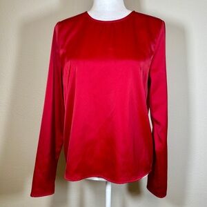 Lulus Vibrant Red Long Sleeve Blouse Size Medium